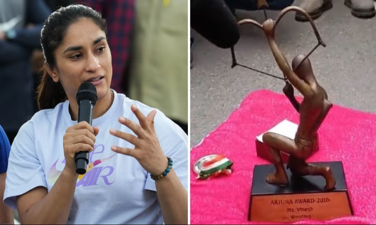 Vinesh Phogat Arjun Award: विनेश फोगाट को मेडल लौटाने से पुलिस ने रोका, पहलवान ने कर्तव्य पथ पर छोड़ा अर्जुन अवार्ड