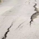 Crack appeared on the road after landslide in Shimla